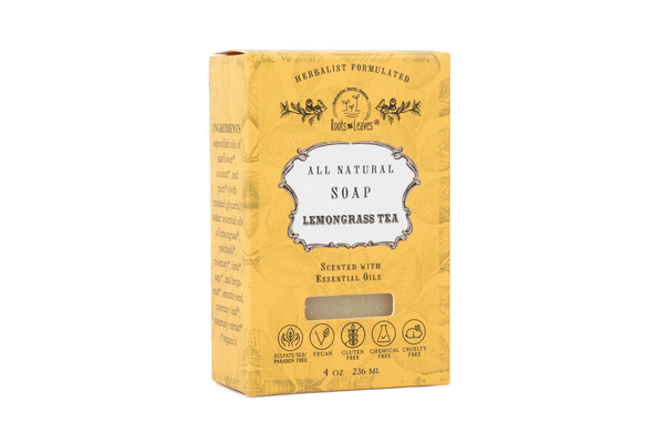 Yellow box of all natural soap labeled &