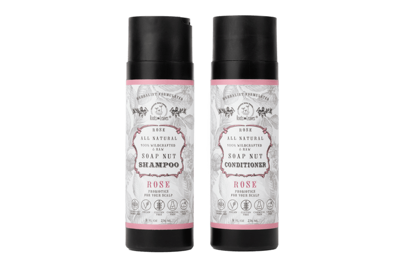 Roots and Leaves, LLC All Natural Soapnut Shampoo and Conditioner Set - ROSE