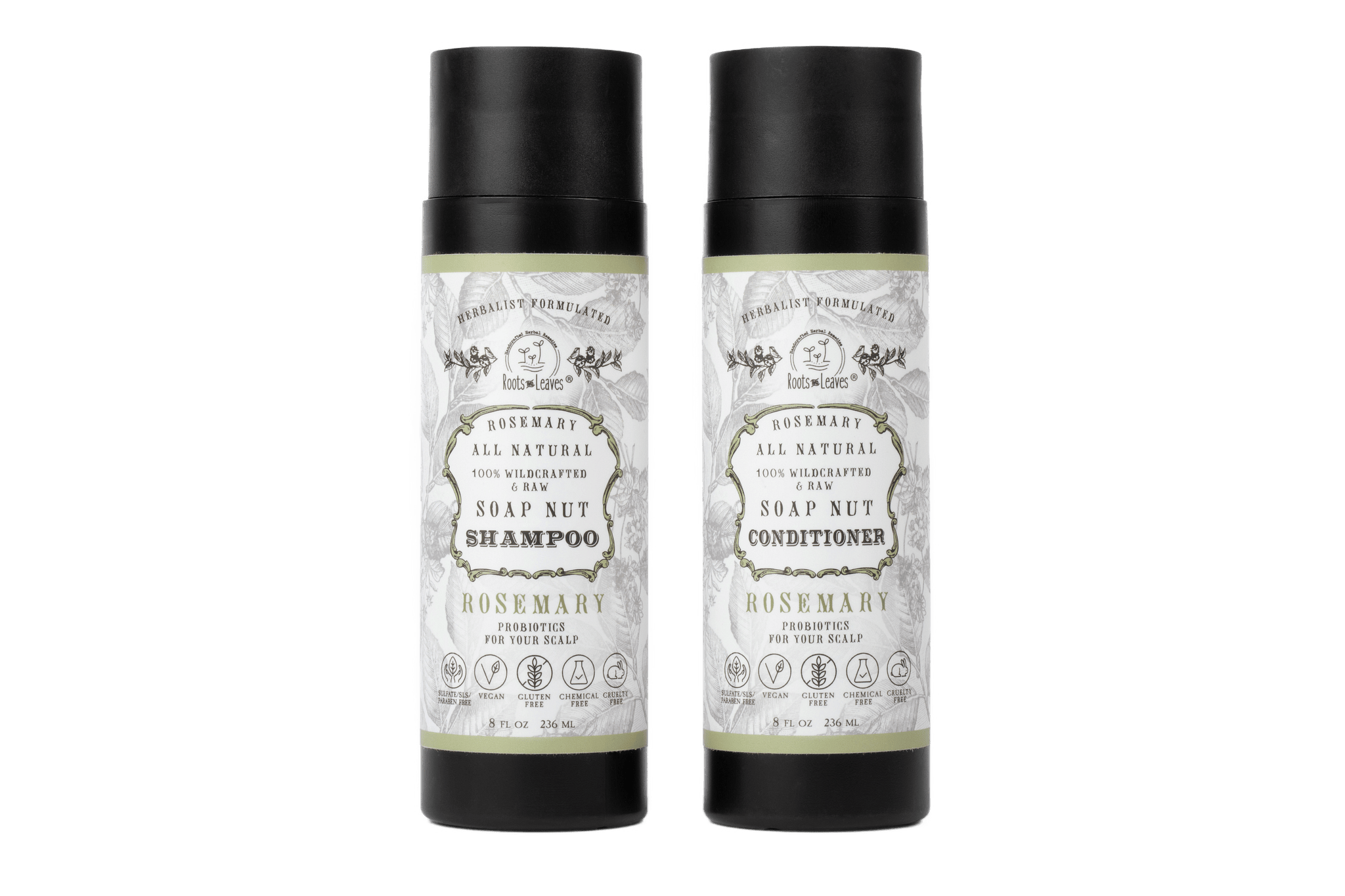 Roots and Leaves, LLC All Natural Soapnut Shampoo and Conditioner Set ROSEMARY
