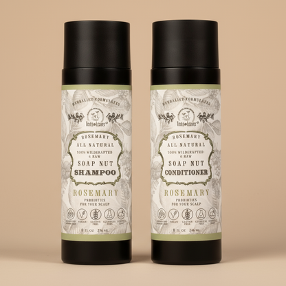 All Natural Soapnut Shampoo and Conditioner Set ROSEMARY- wild fermented probiotics for your scalp