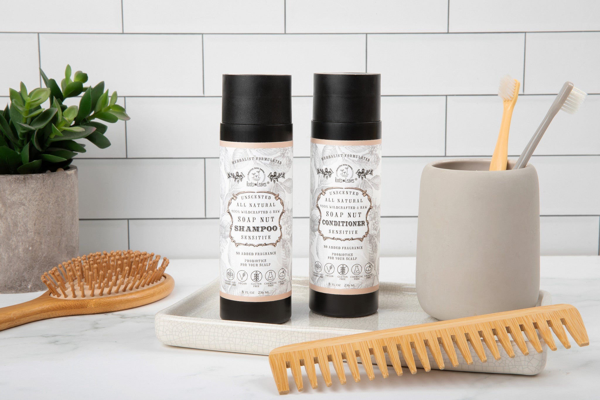 All Natural Soapnut Shampoo and Conditioner Set- UNSCENTED- wild fermented probiotics for your scalp