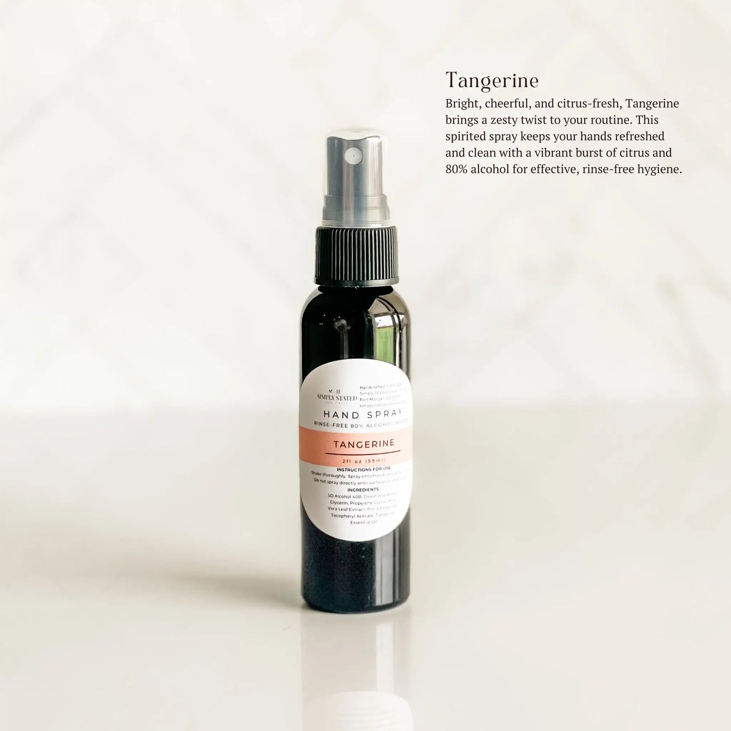 Simply Stated Creations Hand Sanitizers Mini 2 oz Tangerine Hand Spray | Alcohol-Based Sanitizing Mist