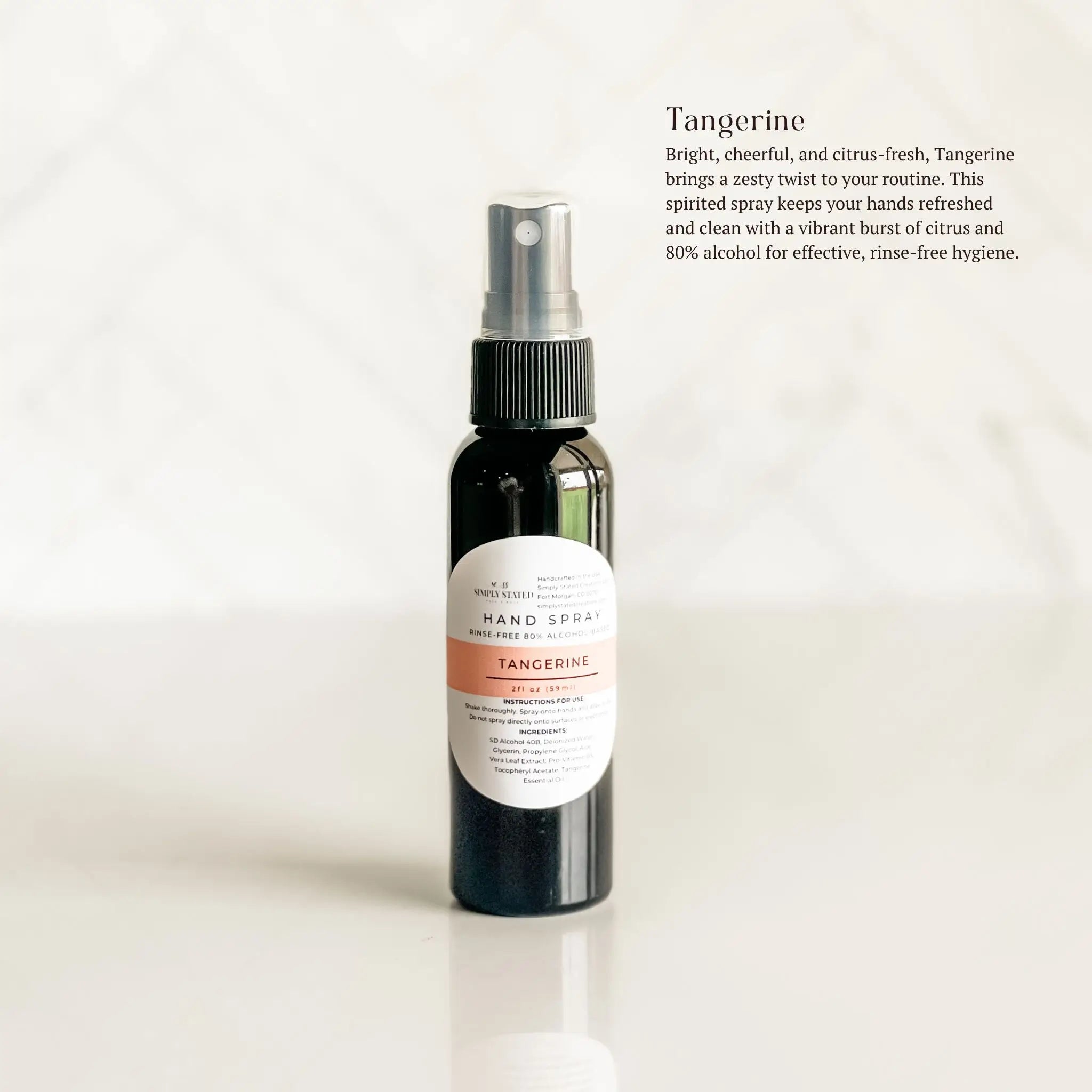 Simply Stated Creations Hand Sanitizers Mini 2 oz Tangerine Hand Spray | Alcohol-Based Sanitizing Mist