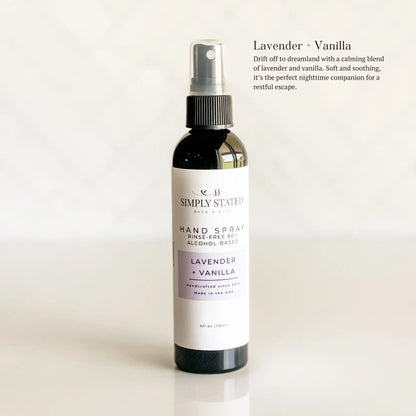 Simply Stated Creations Hand Sanitizers Standard 4 oz Lavender + Vanilla Hand Spray | Alcohol-Based Sanitizing Mist