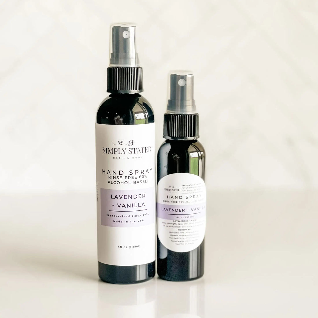 Simply Stated Creations Hand Sanitizers Lavender + Vanilla Hand Spray | Alcohol-Based Sanitizing Mist
