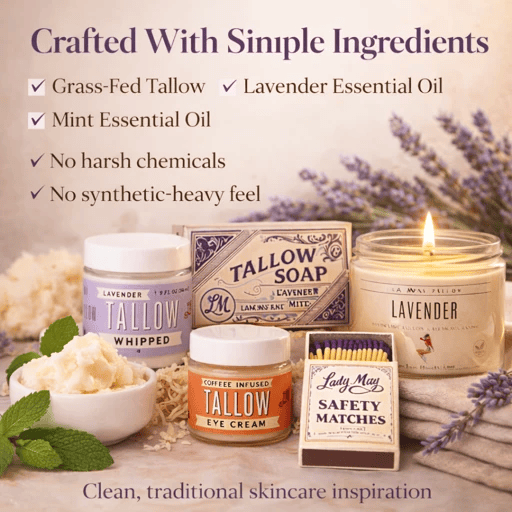 Lady May Tallow Bundles Lavender Tallow "Relax" Premium Quality All Natural Gift Box by The Lady May