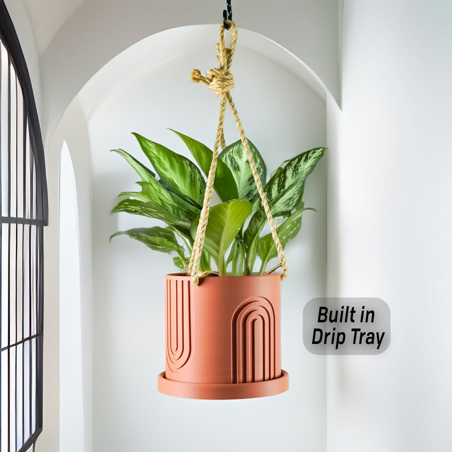 4 inch hanging planter Indoor Hanging Planter for Indoor, 4 or 5 inch Hanging Plant Pot Unique Gift, 3D Printed Planter, Outdoor Patio Decor, Cottagecore Decor,BOW Pink / 4