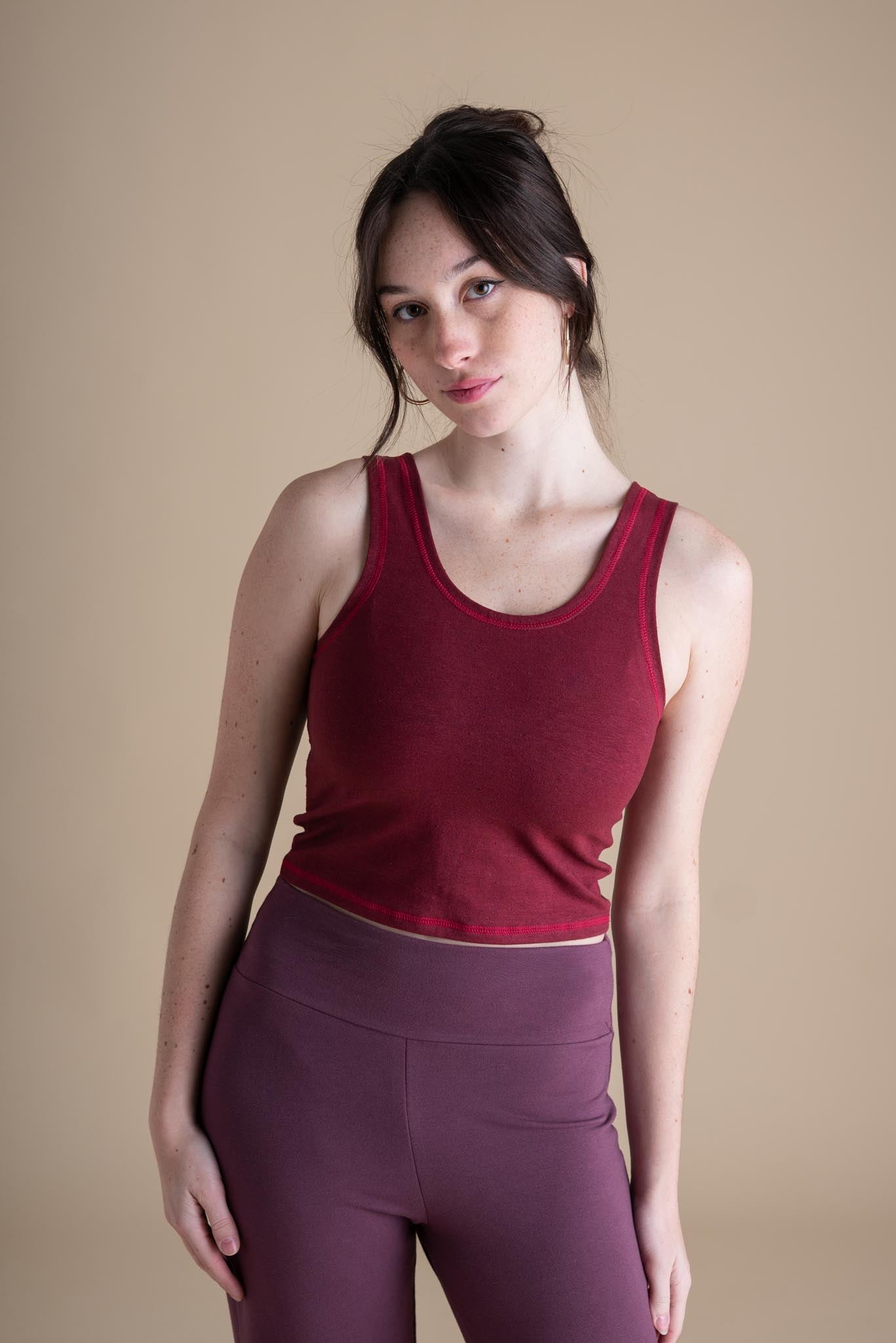 Crop Tank in Cranberry