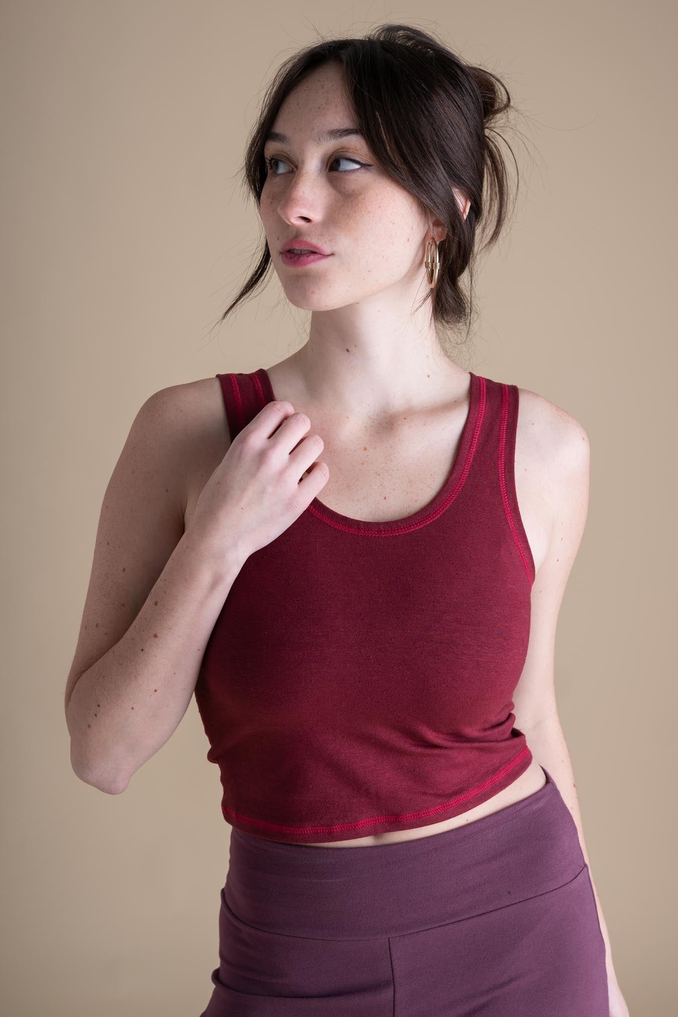 Crop Tank in Cranberry