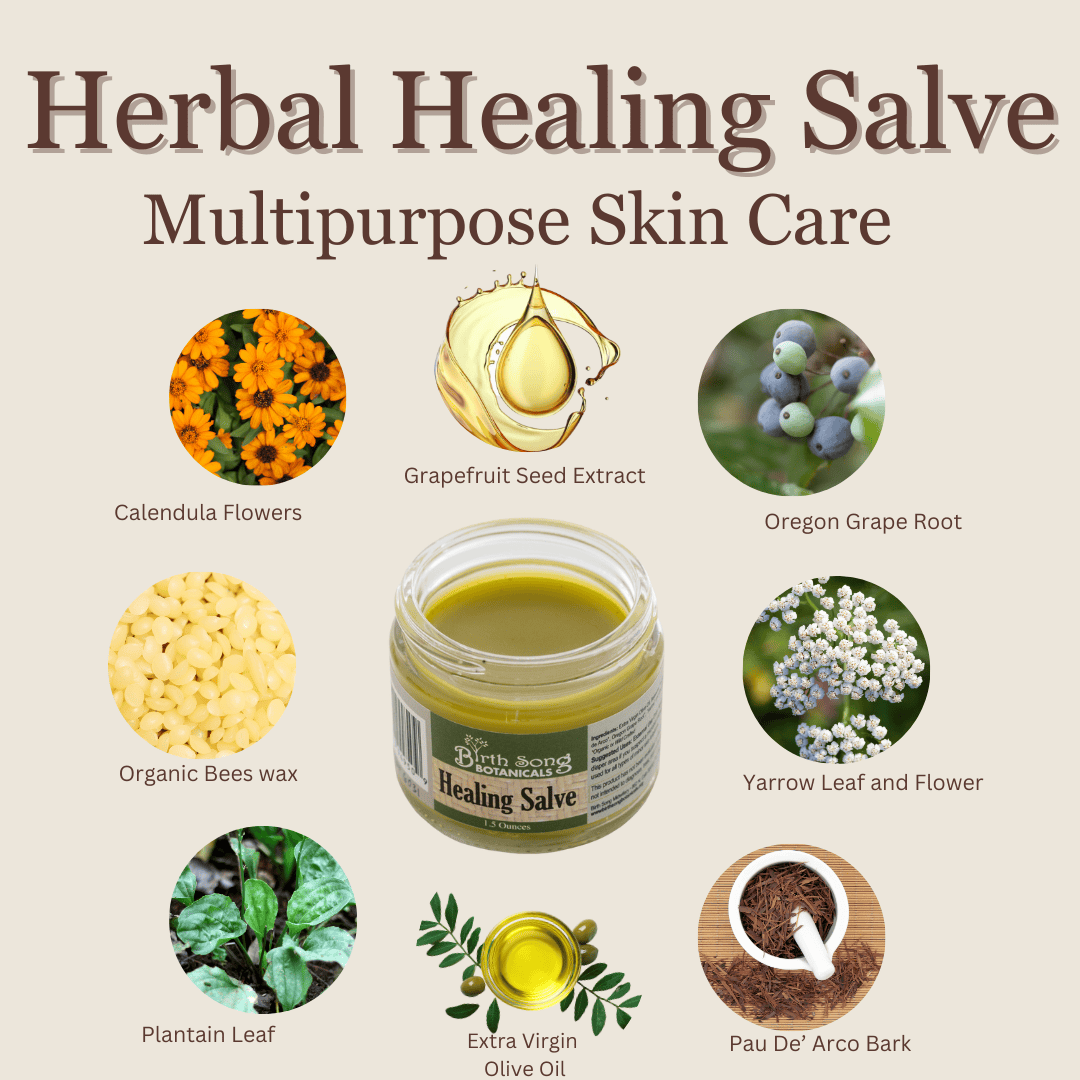 Birth Song Botanicals Co. Skin Care Default Herbal Salve with Calendula &amp; Plantain – Multi-Purpose Skin Balm (1.5 oz)