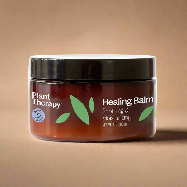 Jar of Plant Therapy Healing Balm on a white background