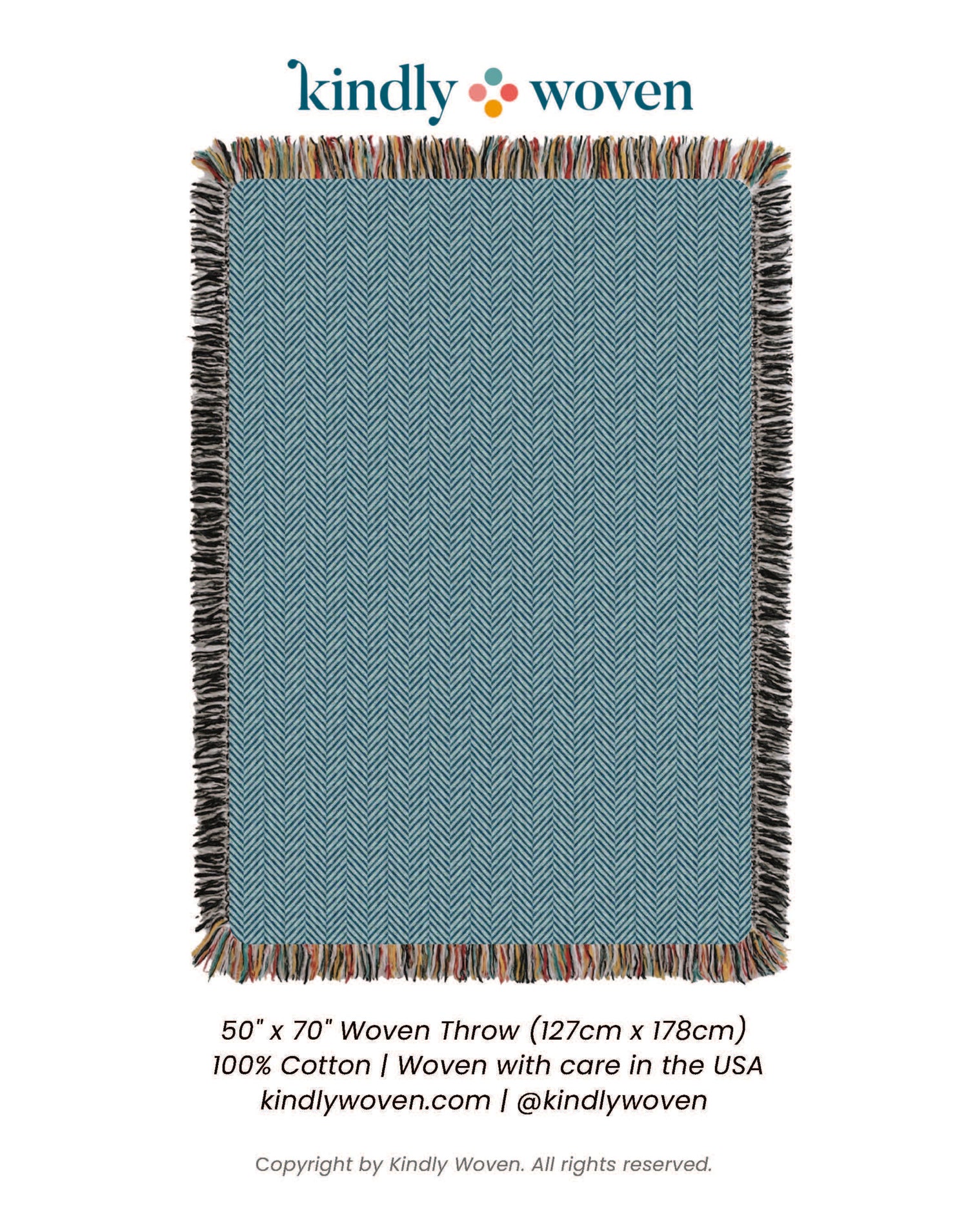Henry Chambray Blue Herringbone Cotton Throw Blanket