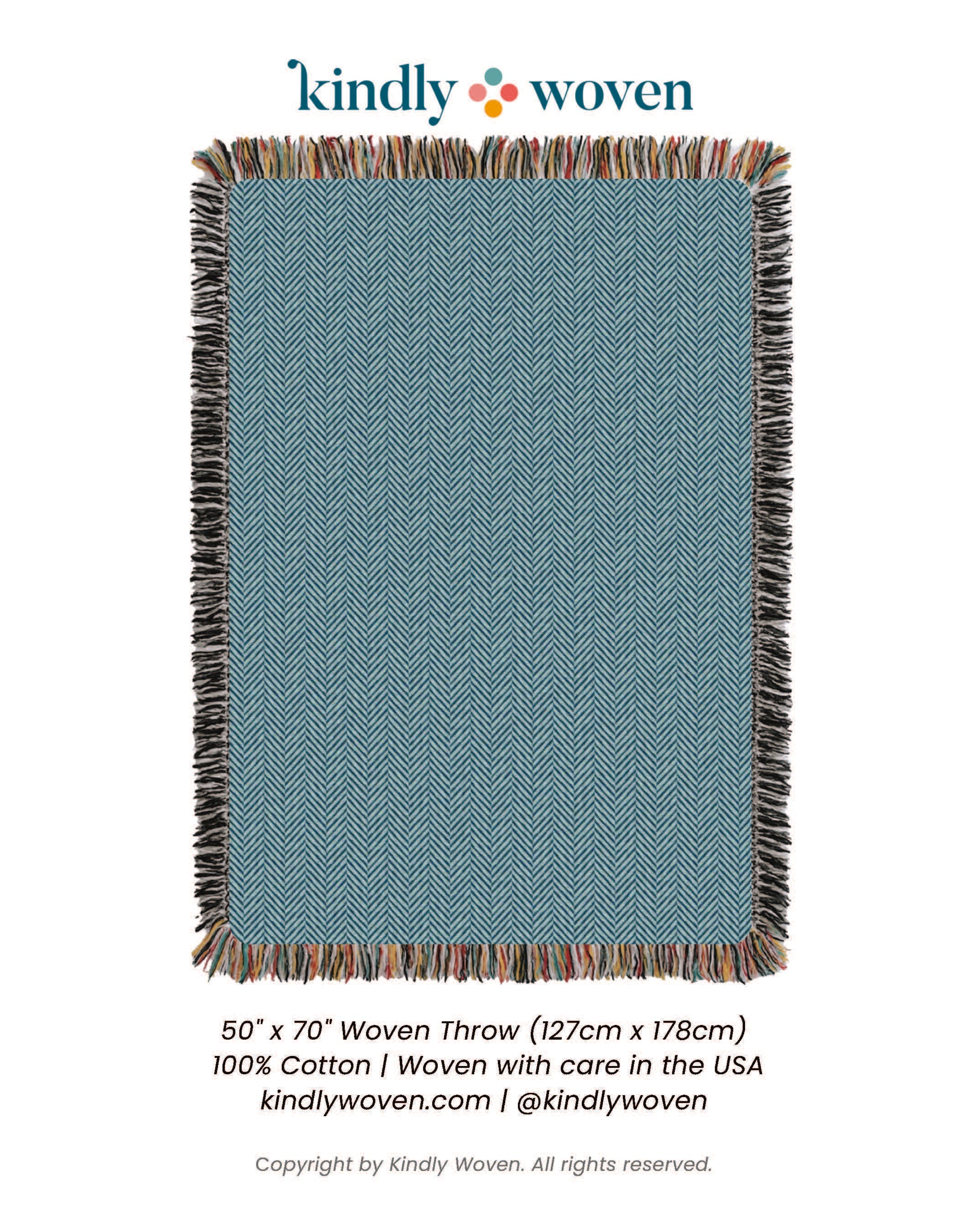 Henry Chambray Blue Herringbone Cotton Throw Blanket