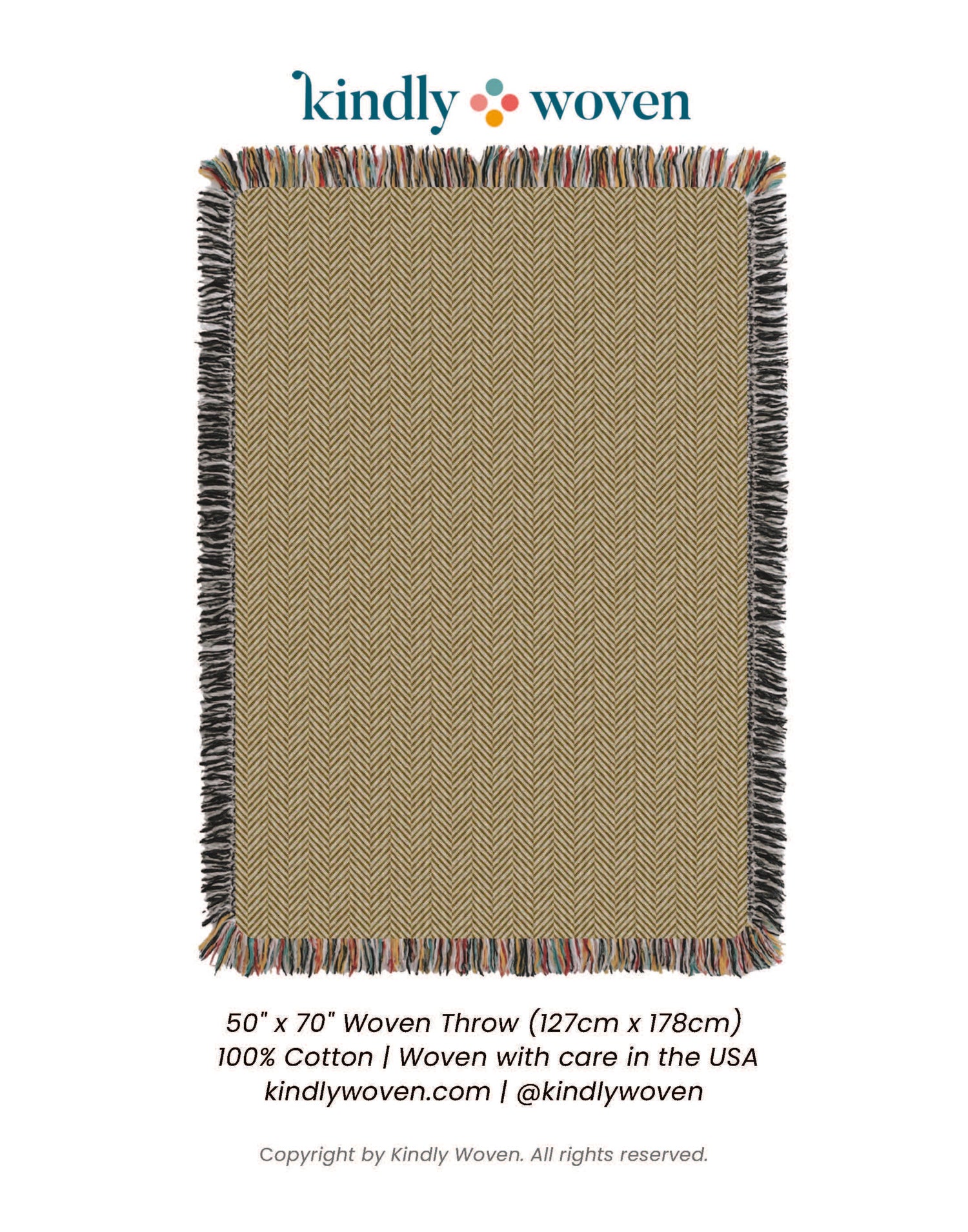 Henry Goldenrod Herringbone Cotton Throw Blanket