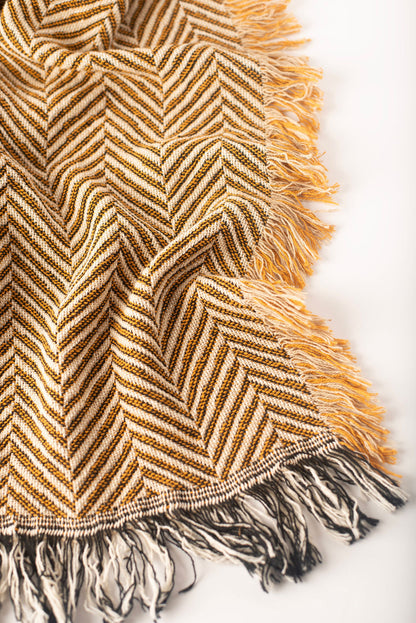 Henry Goldenrod Herringbone Cotton Throw Blanket