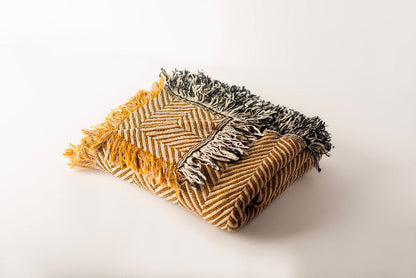 Henry Goldenrod Herringbone Cotton Throw Blanket
