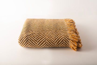 Henry Goldenrod Herringbone Cotton Throw Blanket