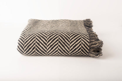 Henry Stone Herringbone Cotton Throw Blanket