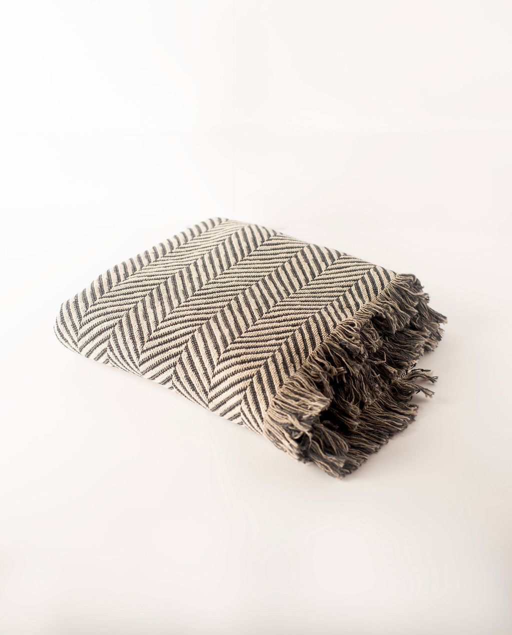 Henry Stone Herringbone Cotton Throw Blanket