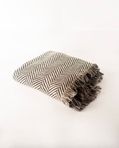 Henry Stone Herringbone Cotton Throw Blanket