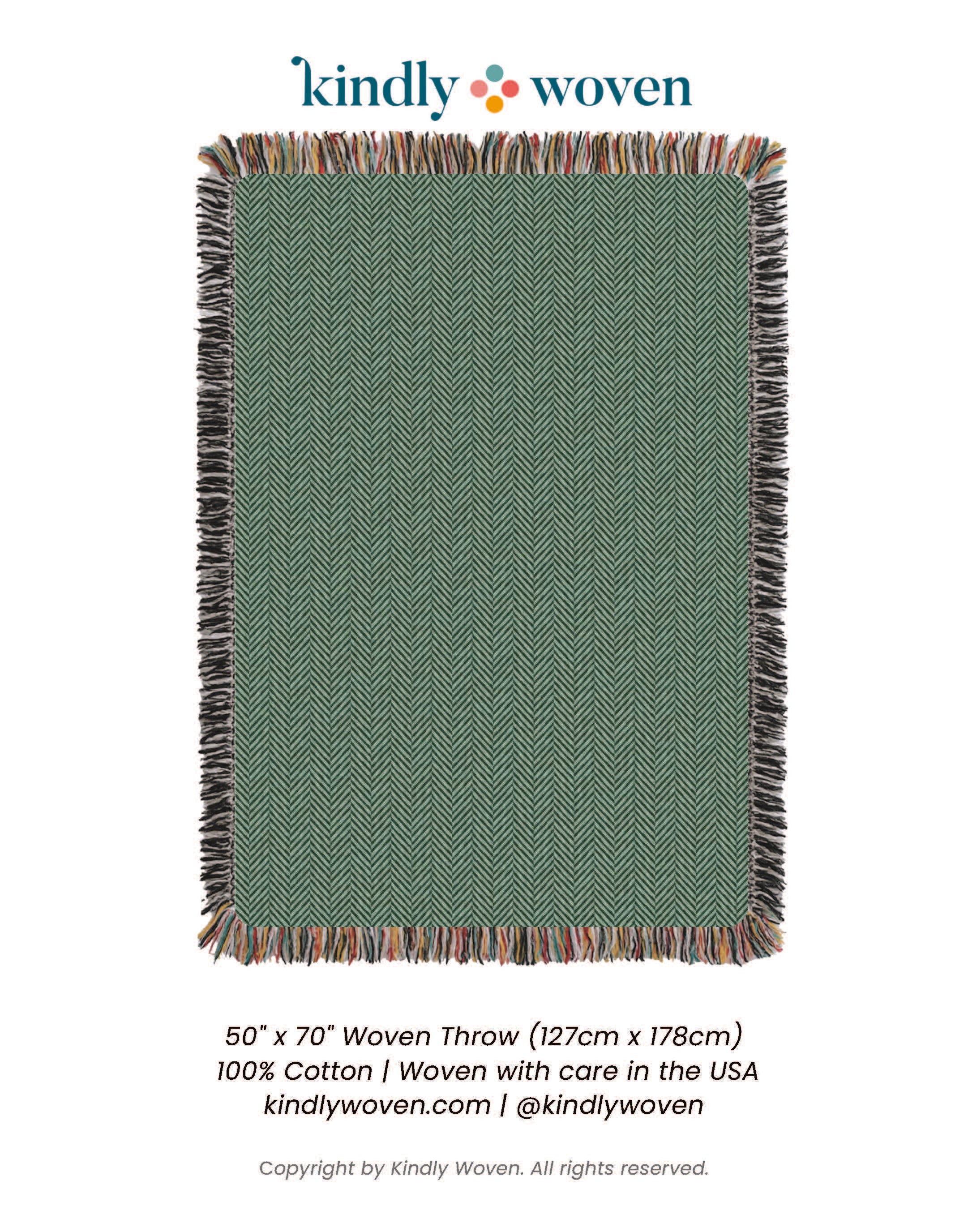 Henry Verbena Green Herringbone Cotton Throw Blanket