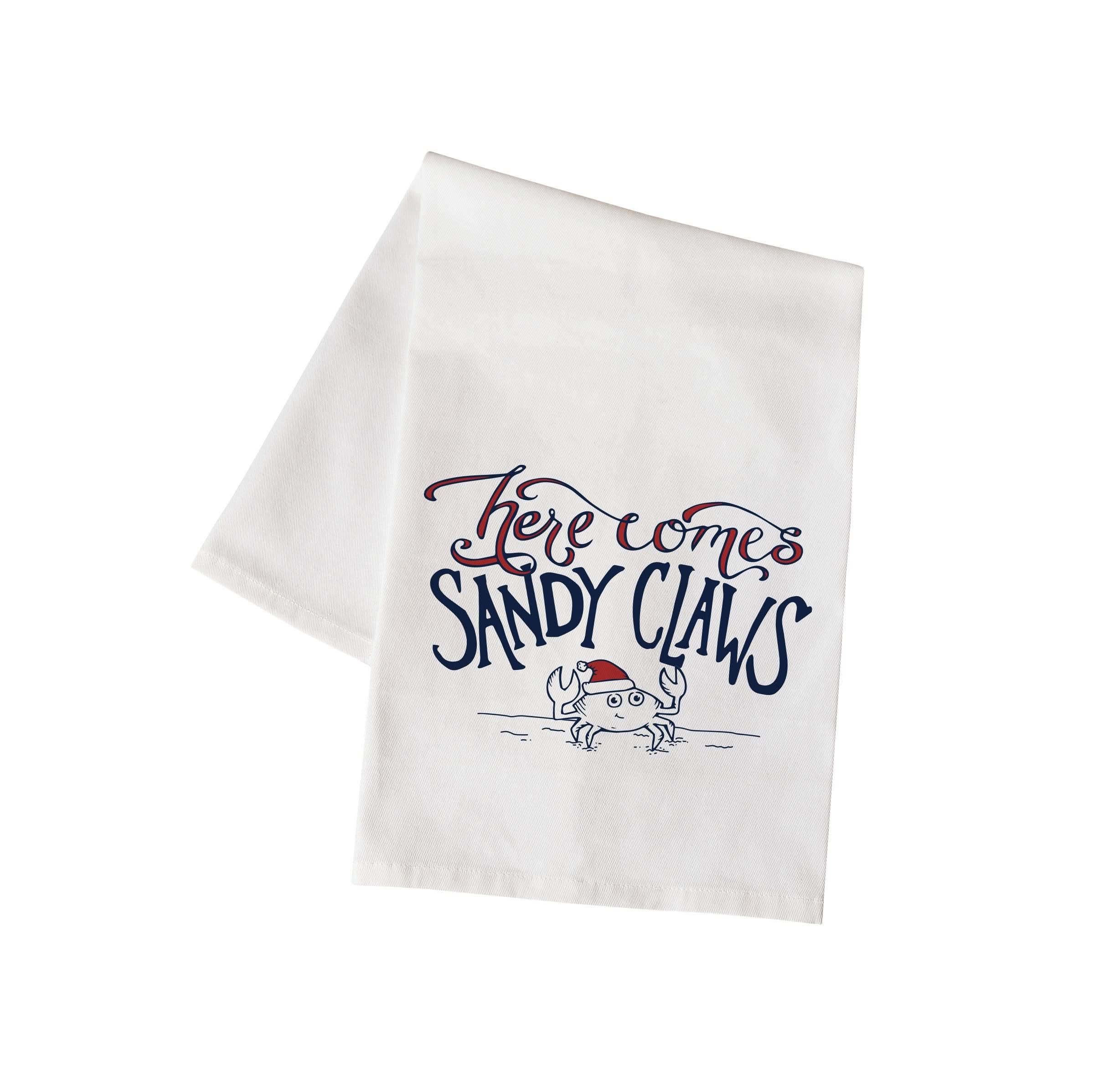 Salacia Salts Kitchen Here Comes Sandy Claws Holiday Guest Towel