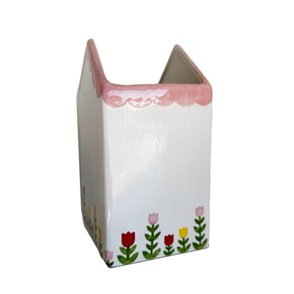 Ruby Clay Company Tulip Fever Scalloped House Vase/Container