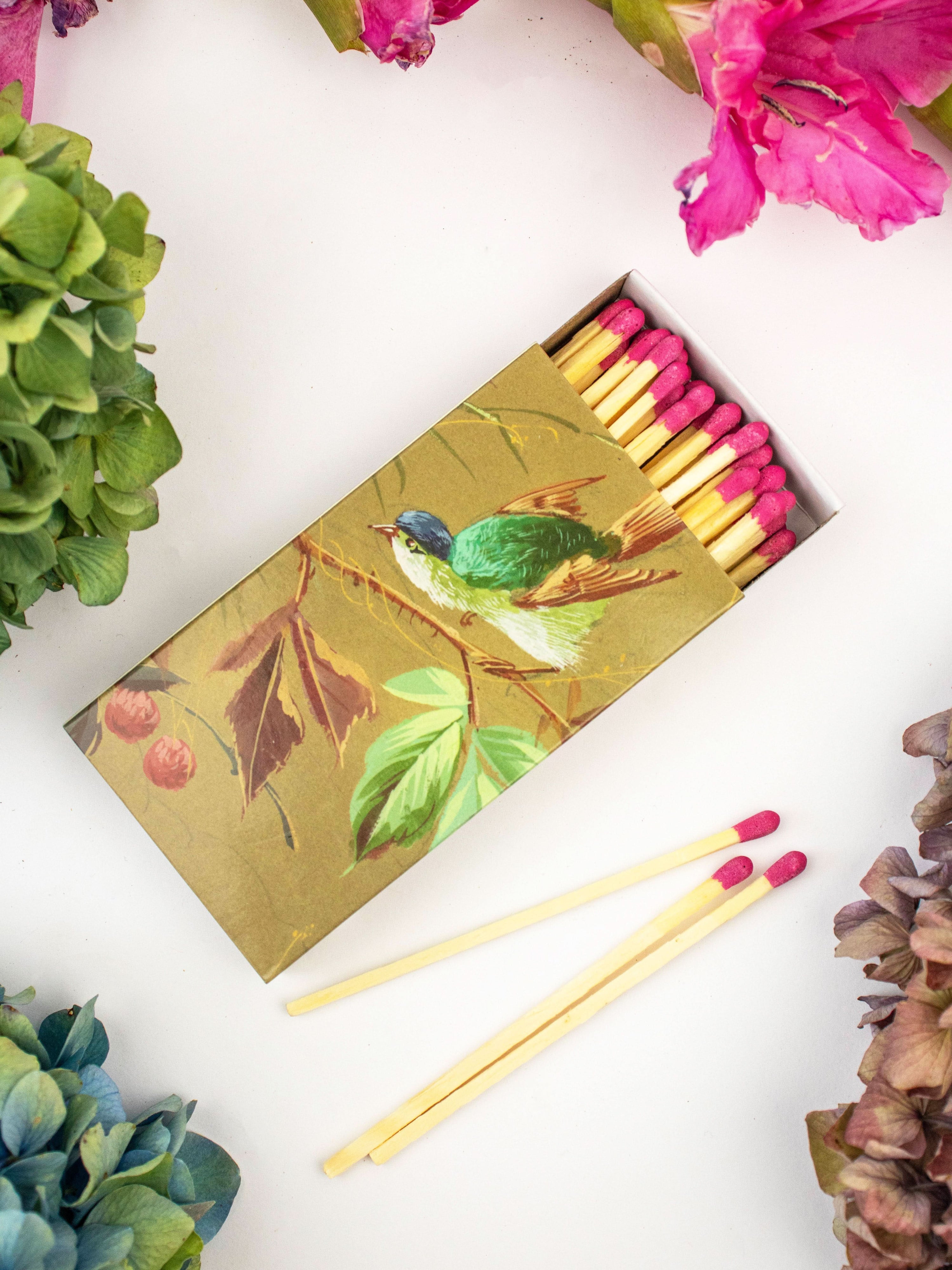 Ash &amp; Rose matches Hummingbird Wallpaper Opulent Designer Matchbox
