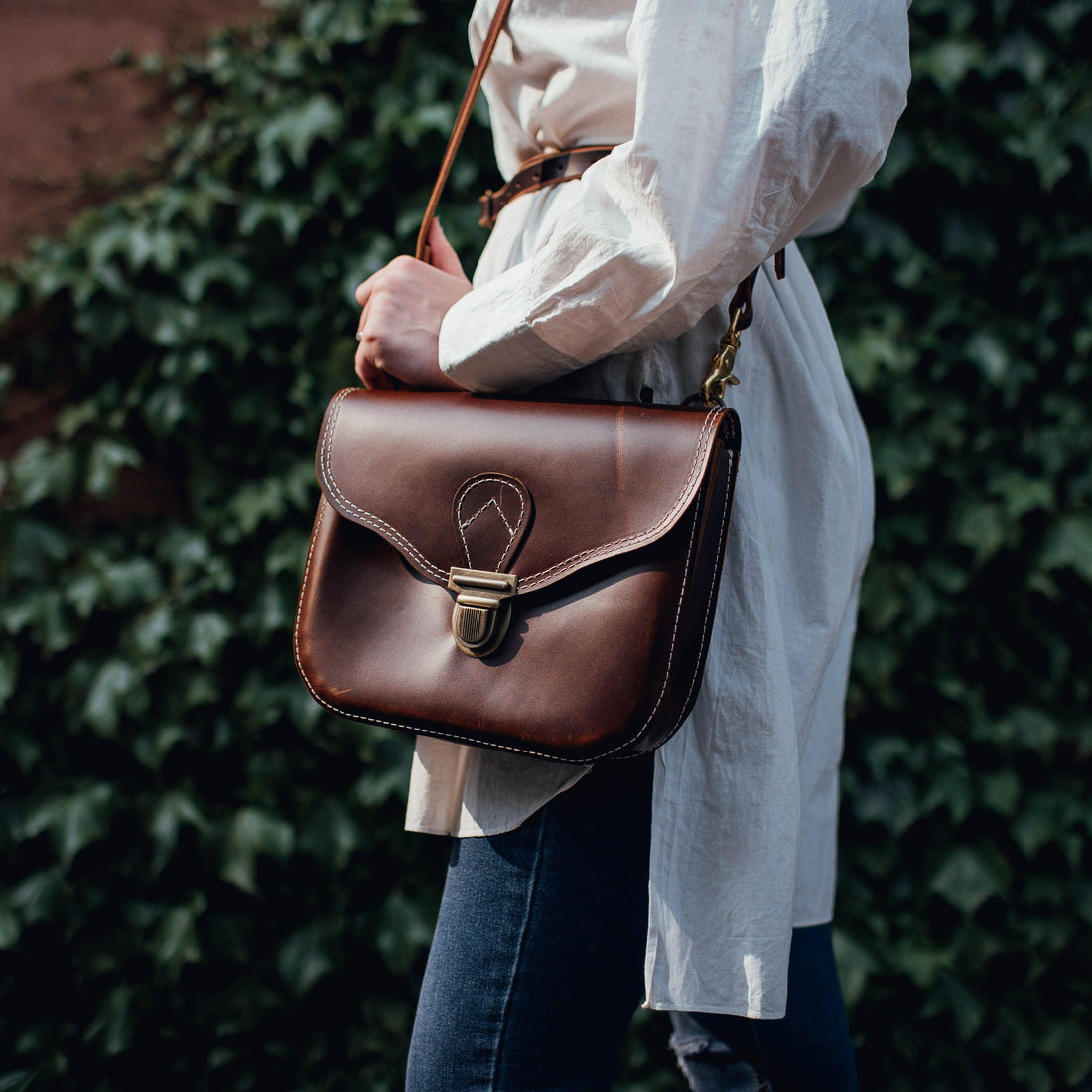 The Local Branch Leather Chocolate Hunt Satchel