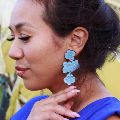 Powder Blue Hydrangea Statement Earrings