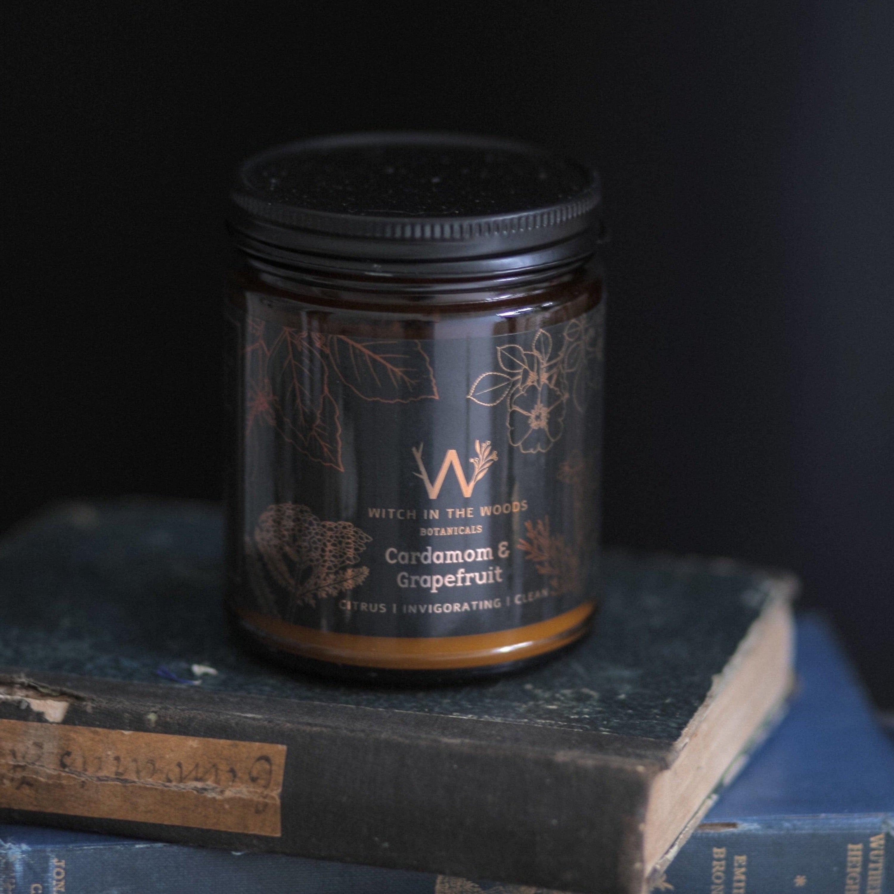 Witch in the Woods Botanicals Candle Cardamom Tea &amp; Grapefruit Soy Candle Cardamom Tea + Grapefruit Candle