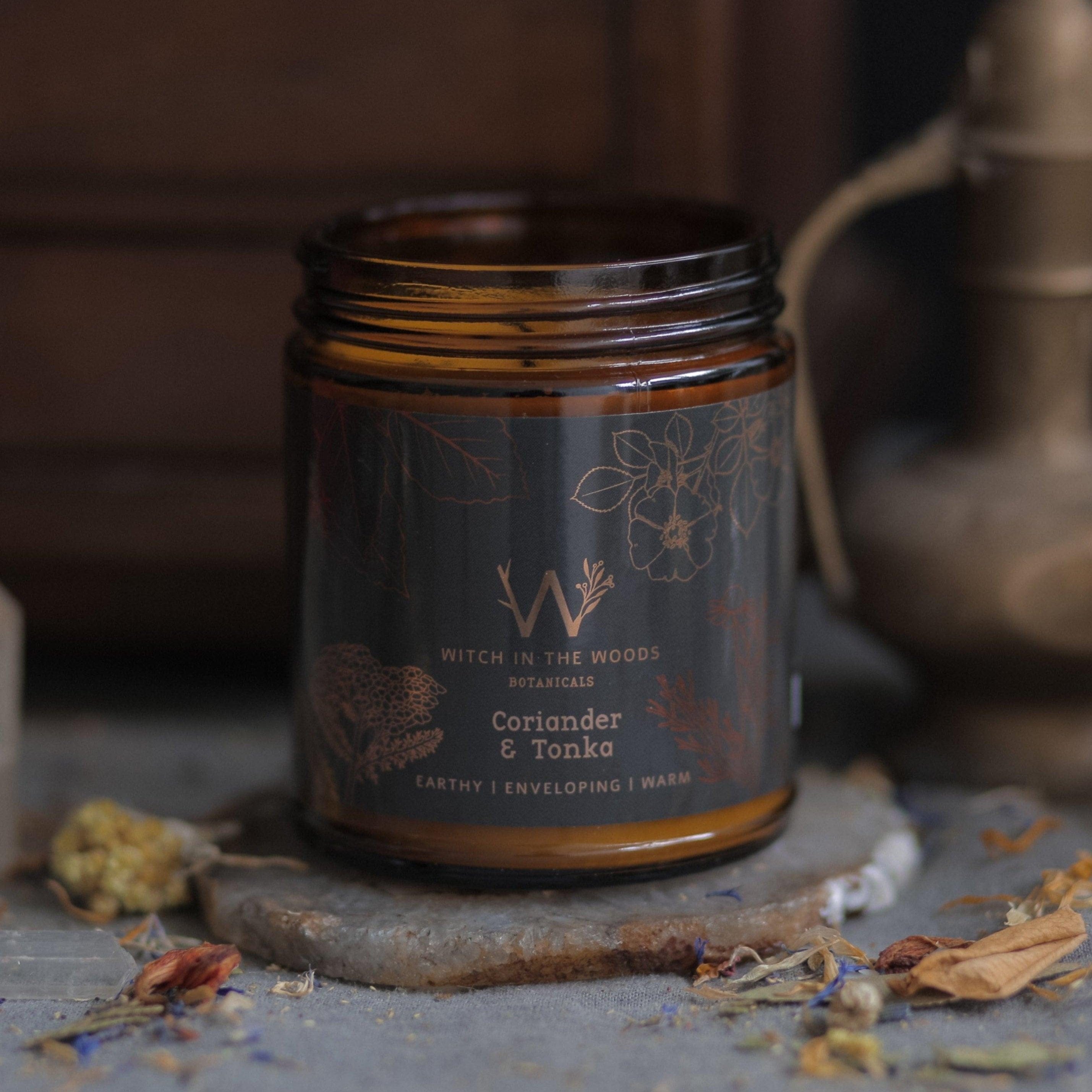 Witch in the Woods Botanicals Candle Coriander &amp; Tonka Soy Candle Coriander + Tonka Candle