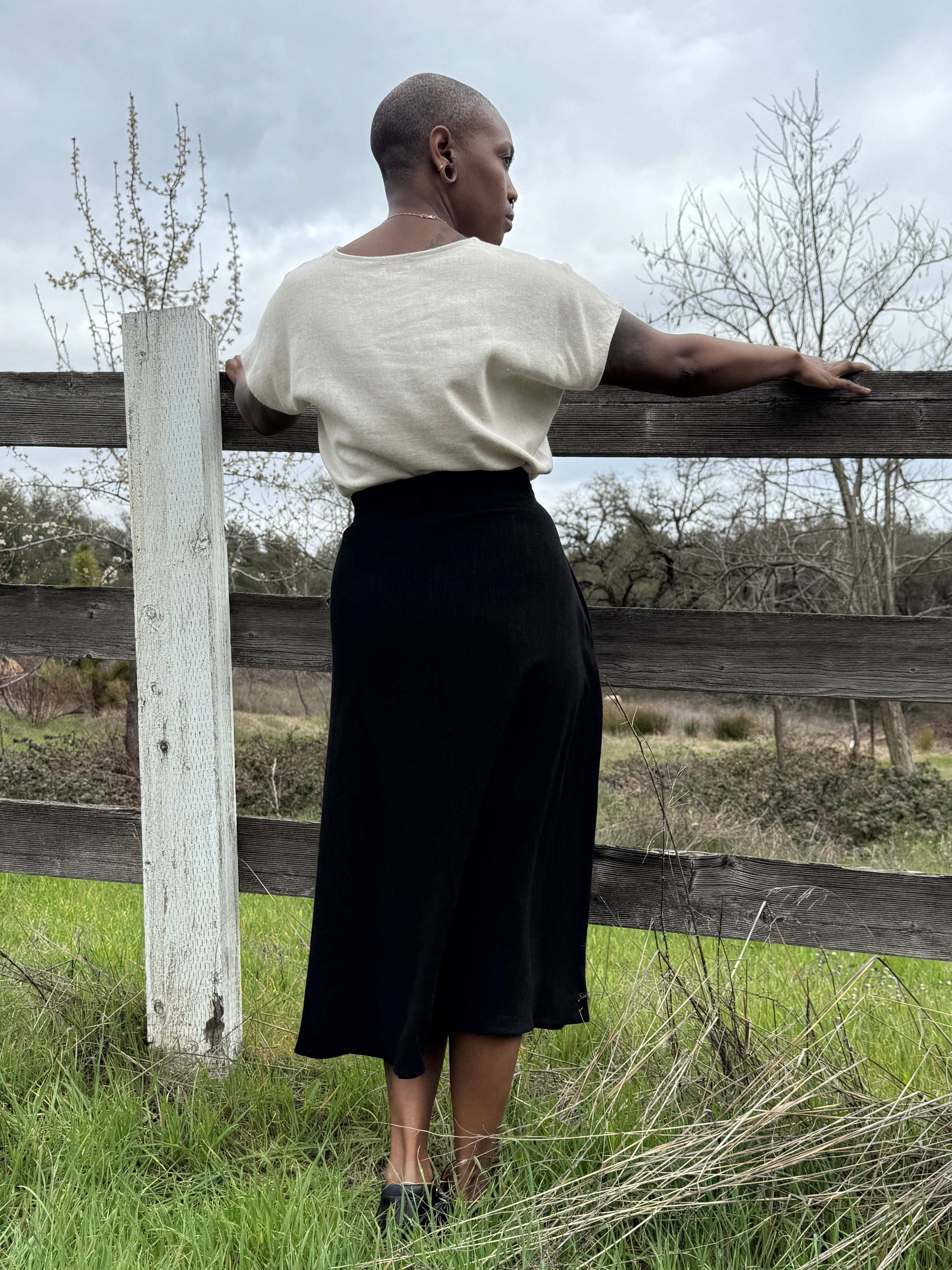 Field Day Skirt Trices Skirt in Textured Black Irish Linen