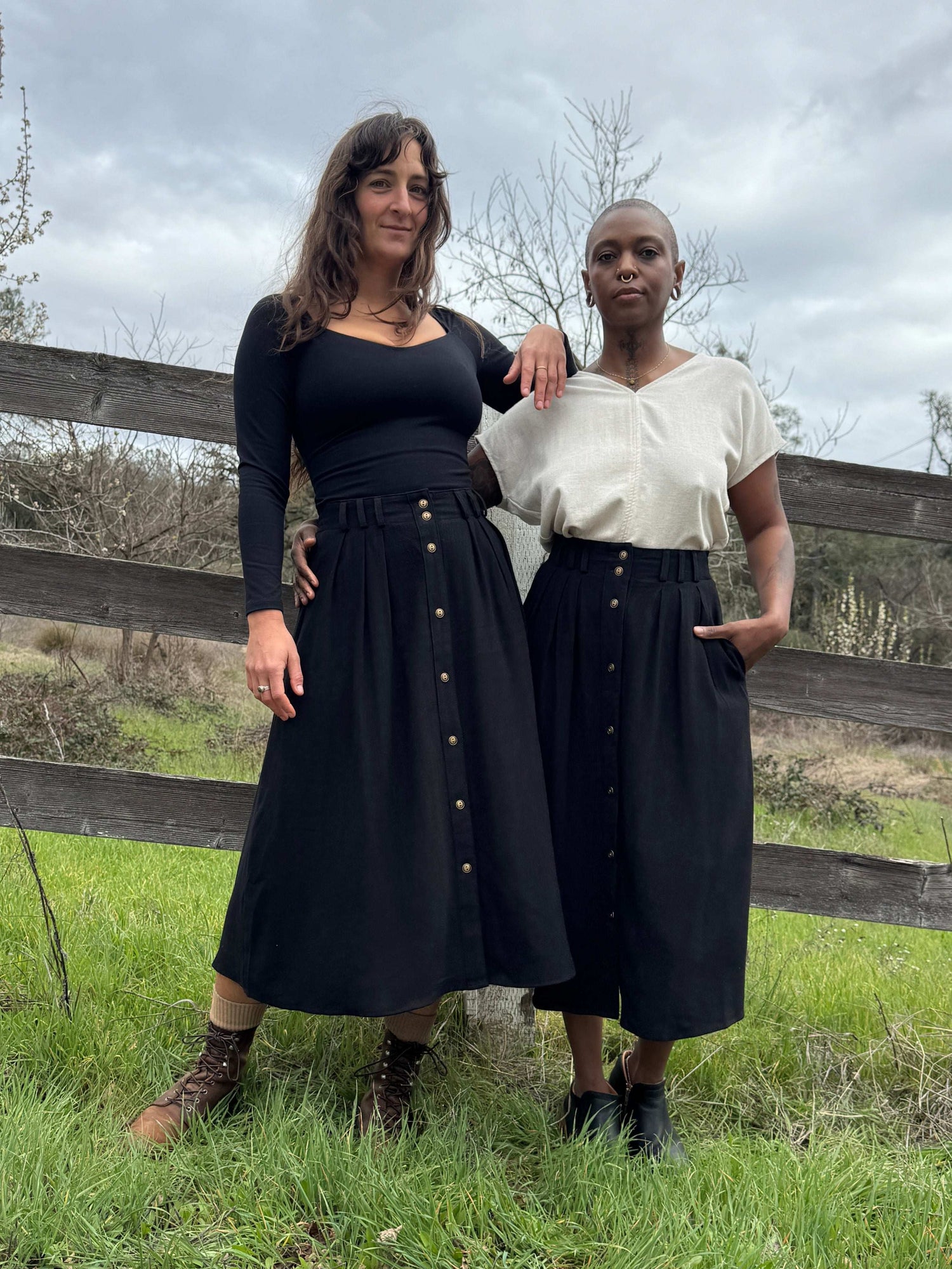 Field Day Skirt Trices Skirt in Textured Black Irish Linen