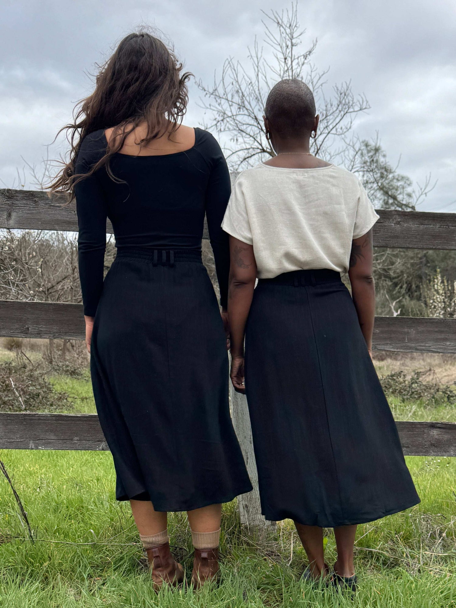 Field Day Skirt Trices Skirt in Textured Black Irish Linen