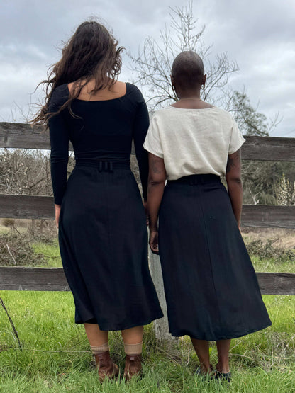 Field Day Skirt Trices Skirt in Textured Black Irish Linen