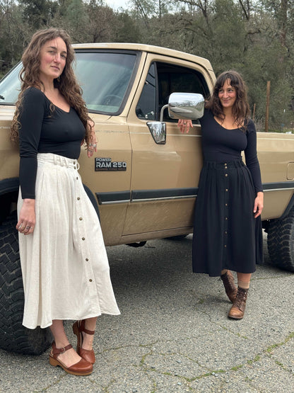 Field Day Skirt Trices Skirt in Textured Black Irish Linen