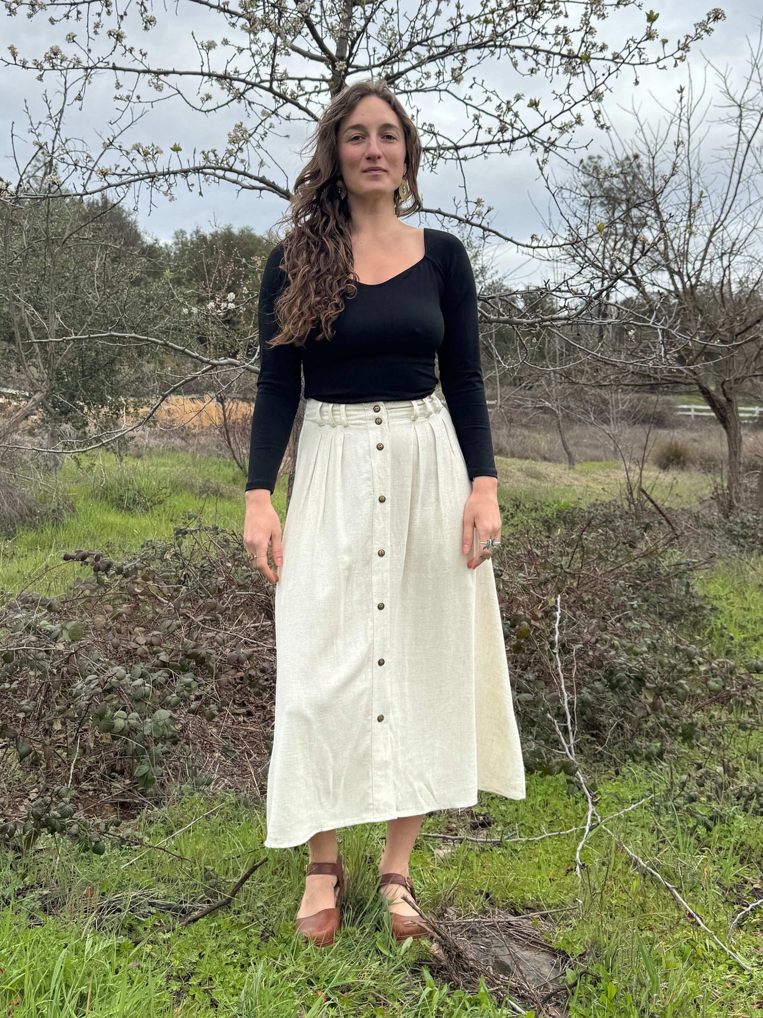 Field Day Skirt Trices Skirt in Textured Oat Irish Linen