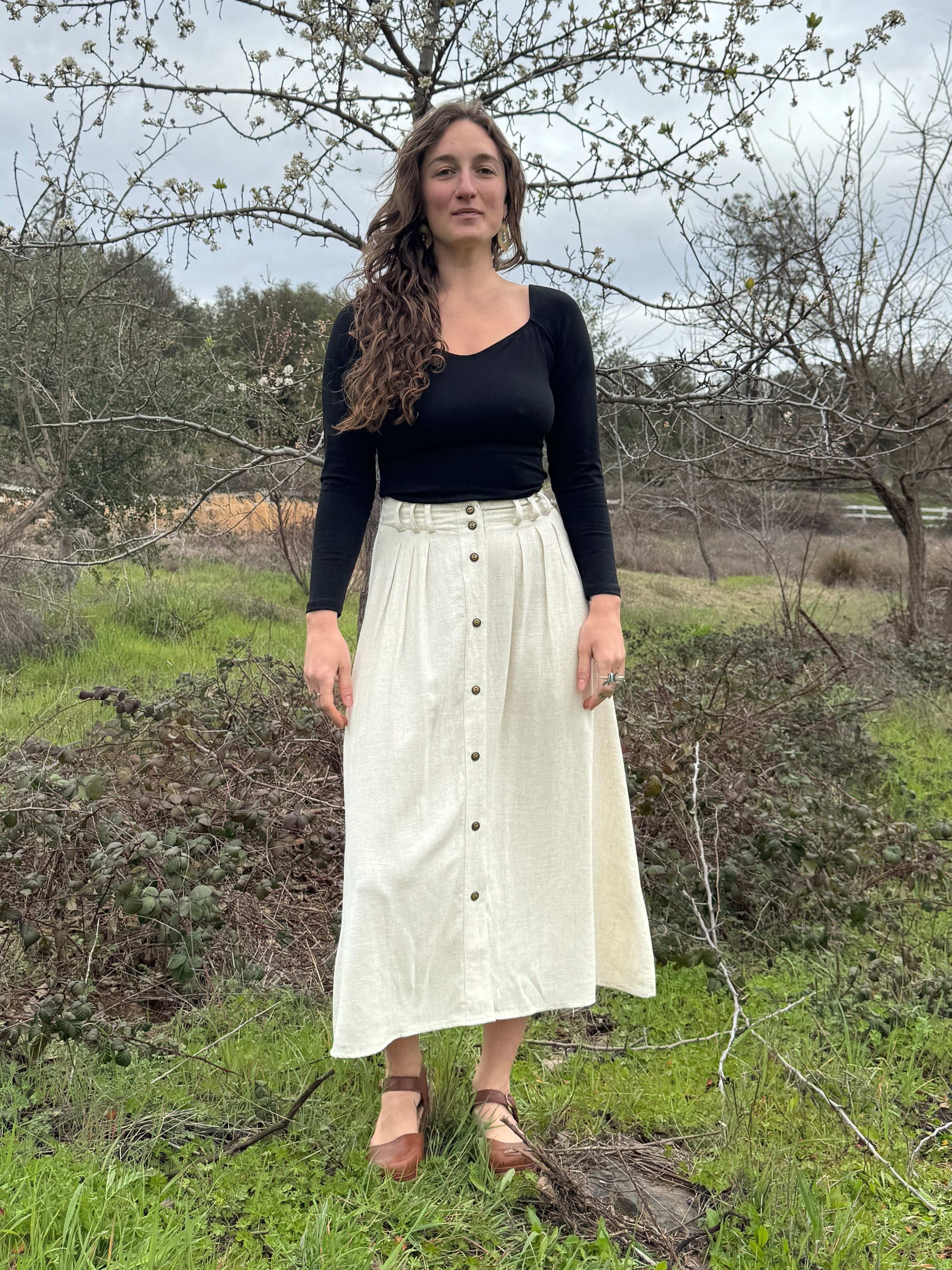 Field Day Skirt Trices Skirt in Textured Oat Irish Linen