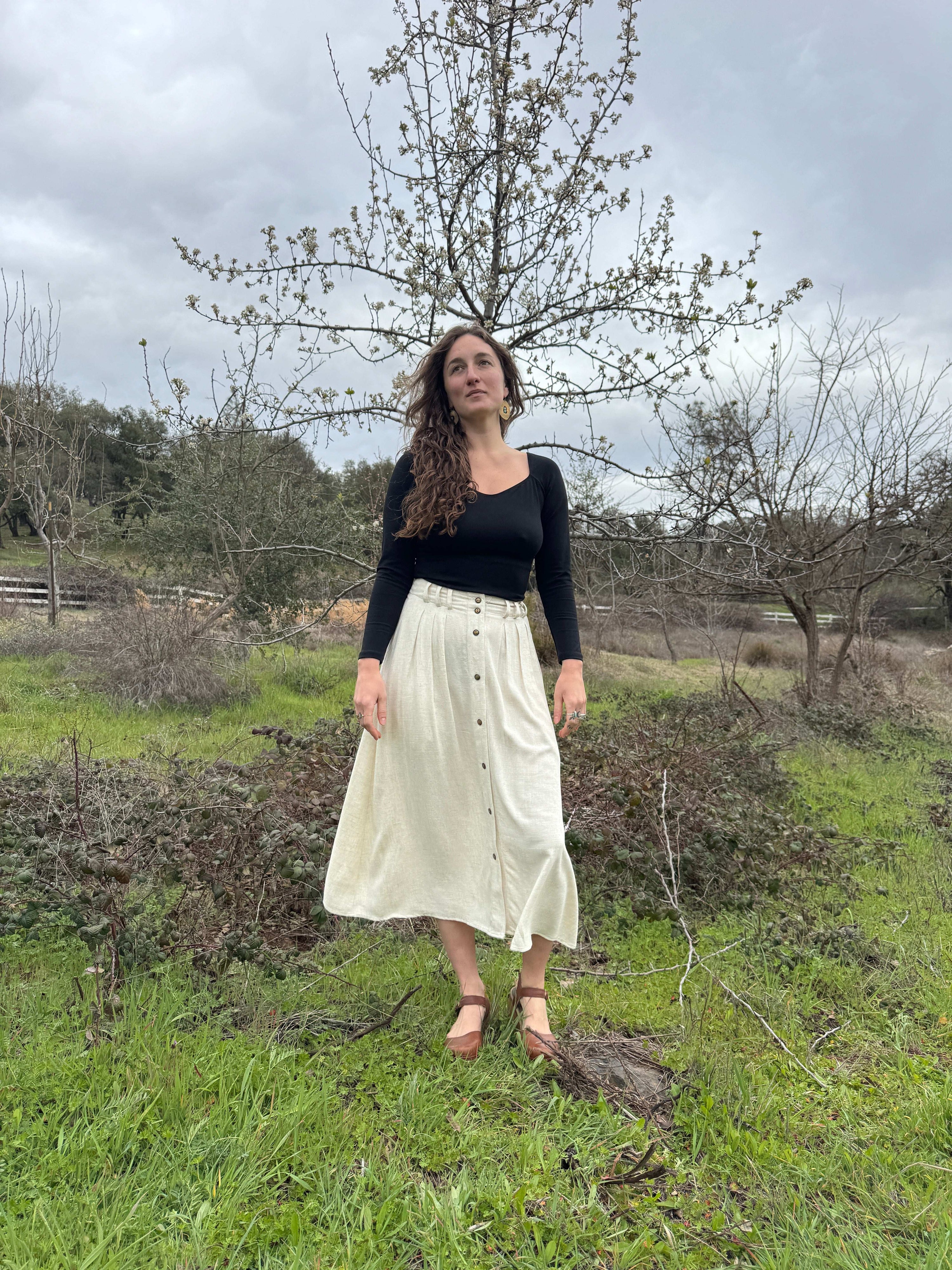 Field Day Skirt Trices Skirt in Textured Oat Irish Linen