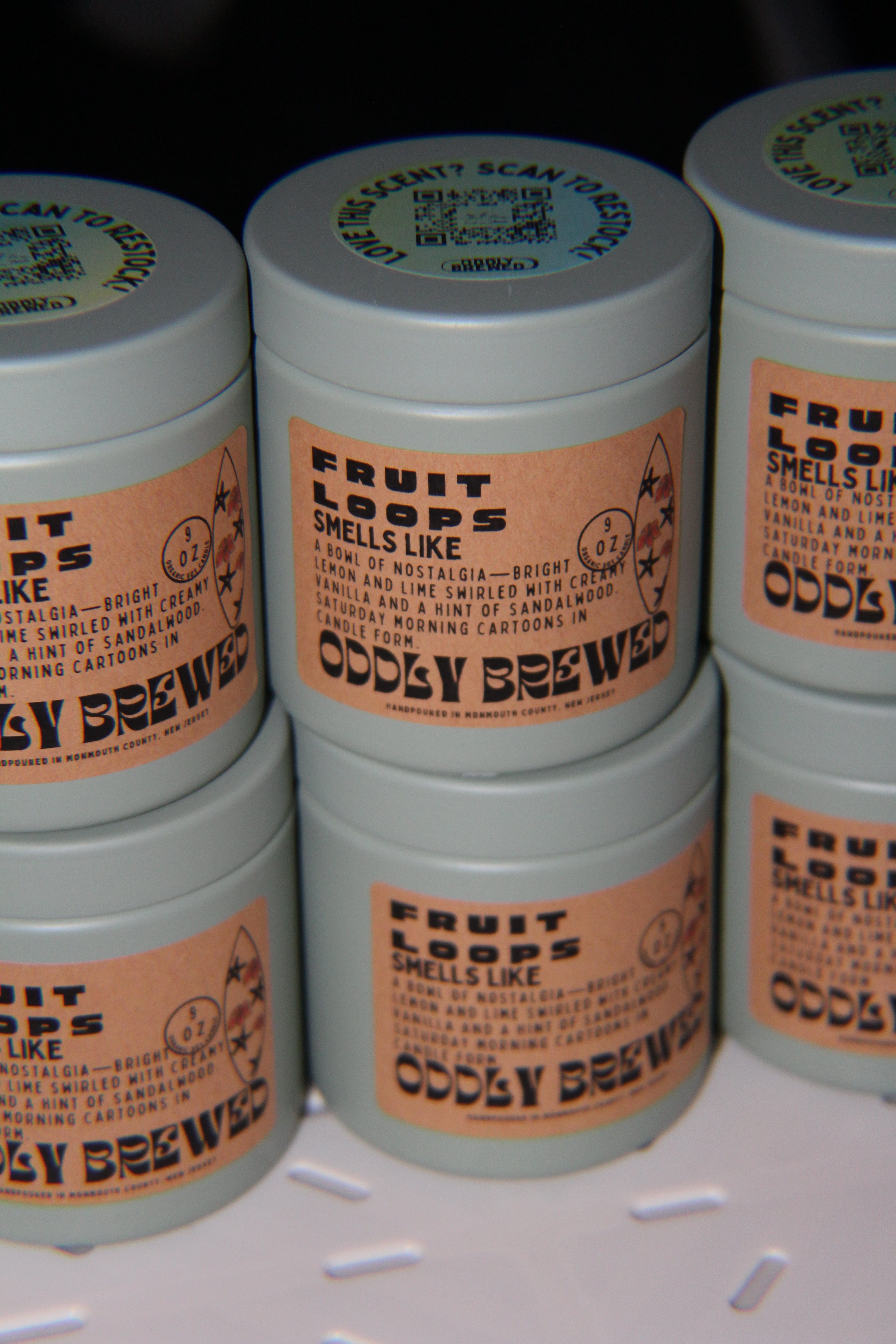 Oddly Brewed Soy candle Fruit Loops Soy Candle Tins