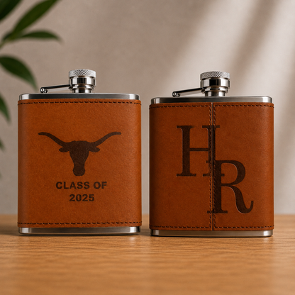 Texas Longhorns Leather Flask