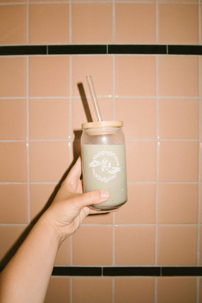 Company of Friends 16 oz. Glass Tumbler (with lid &amp; straw)