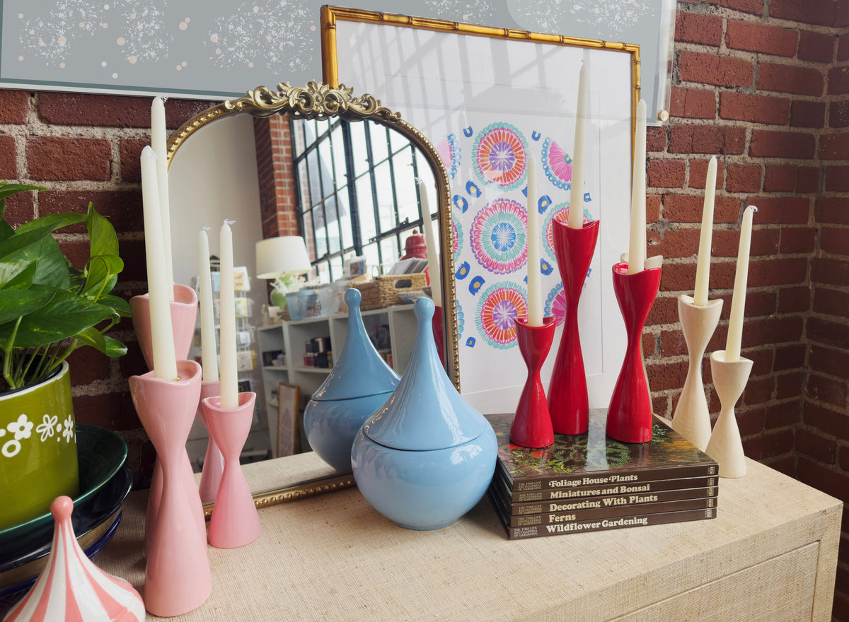 Tulip Candlestick Holders in Pink Cadillac