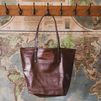 The Local Branch Leather Tote Bag Cognac Small Batch Classic Carryall Tote - USA Made
