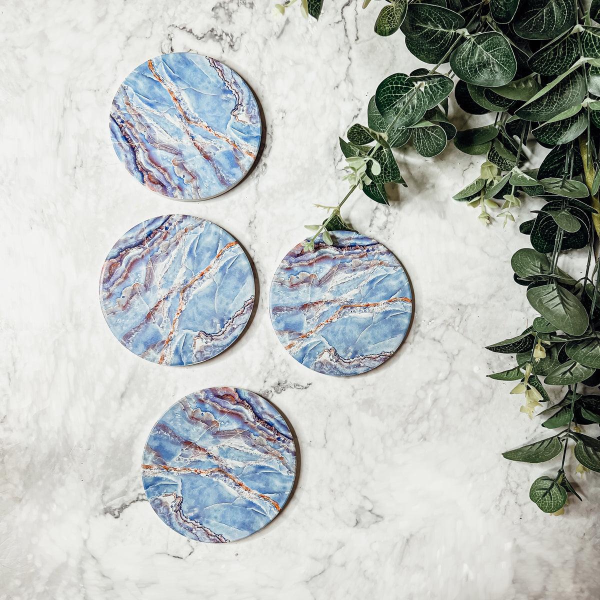 Gia Roma Coaster Marble Blue Coasters