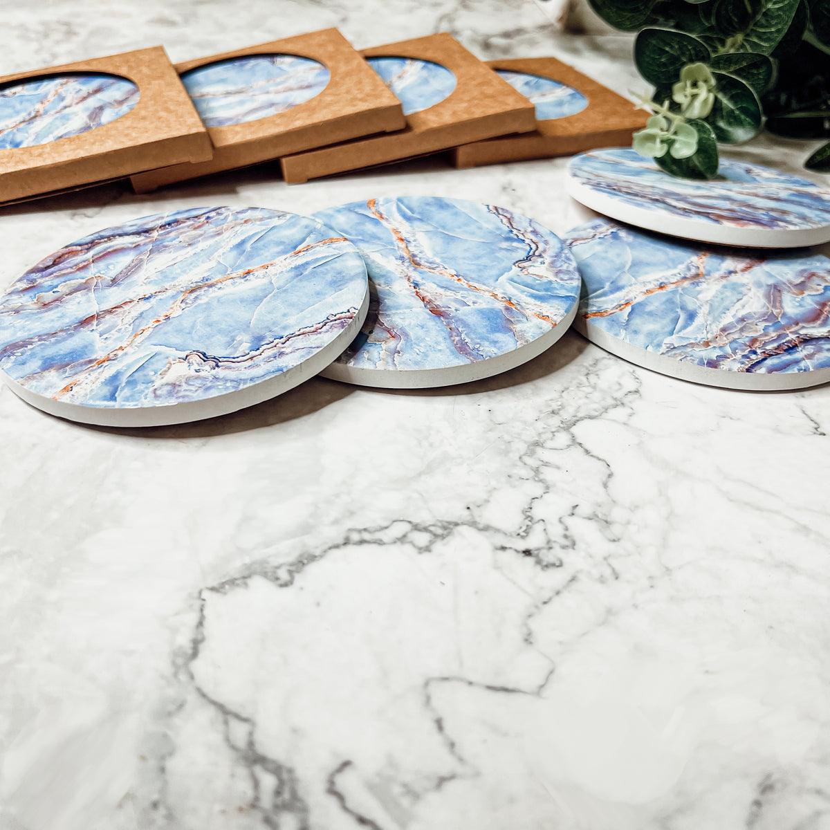 Gia Roma Coaster Marble Blue Coasters