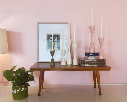 Tulip Candlestick Holders in Pink Cadillac