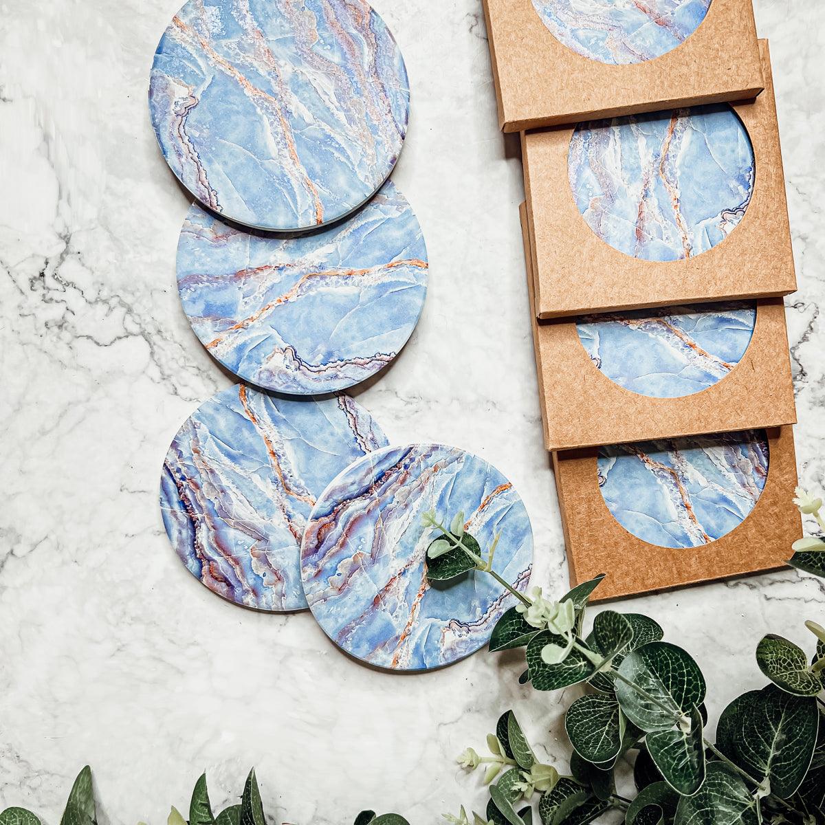 Gia Roma Coaster Marble Blue Coasters