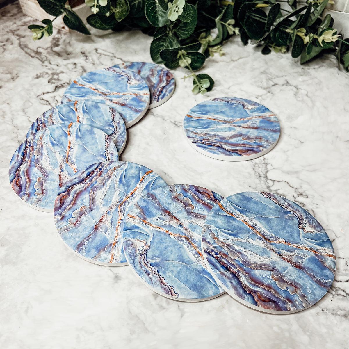 Gia Roma Coaster Marble Blue Coasters